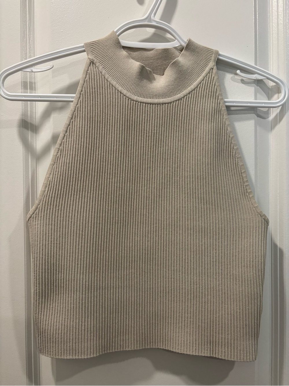 Babaton Ribbed Mock Neck Tank - Beige
